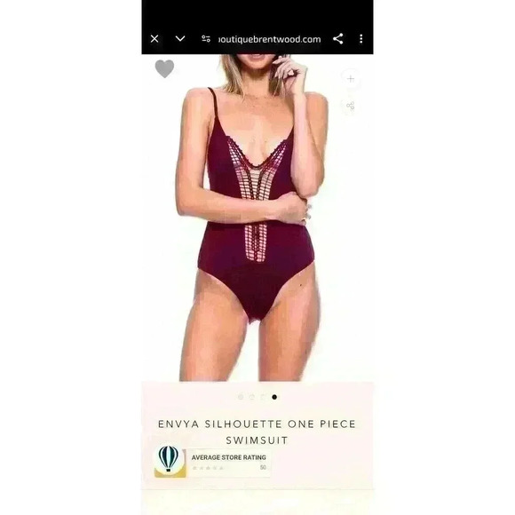 Envya Silhouette One Piece Swimsuit Size Large Lace up back and padded cups $58 - Picture 5 of 6